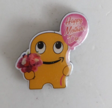 Happy Mother&#39;s Day Yellow Kid With Balloon &amp; Bouquet Of Flowers Lapel Hat Pin - £4.97 GBP