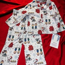 NWT Toddler PEANUTS Charlie Brown Snoopy Christmas Pajamas 4T Sleepwear 2pc - £14.97 GBP