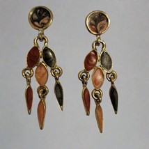 Multi-Color Enamel Dangle Earrings, Gold Tone Boho Chandelier - $4.95