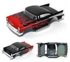 2023 AFX ’tras 1957 Lowered ’57 Chevy Bel Air Black Red Flamed HO Slot Car BODY - £13.36 GBP
