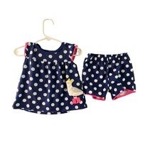 Carters Girls Infant Baby Size 18 months Blue White Polka Dot Bird Patch... - $9.89