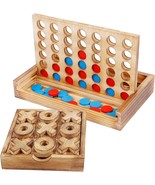 Tic Tac Toe 4 in a Row Table Games Set Rustic Decor Wood Strategy Board ... - £45.47 GBP