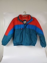 Vintage McGregor Large Red Blue Green Color Block 100% Nylon~Insulated Jacket - £53.79 GBP