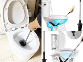  Toilet Plunger, Piston Type Toilet Clog Remover,Flexible Rubber Head St - £11.96 GBP