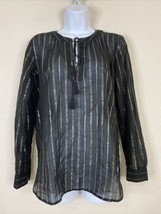 Ann Taylor LOFT Womens Size XS Sheer Black Metallic Striped Blouse Long Sleeve - £5.02 GBP