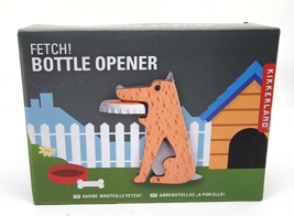 Kikkerland FETCH! Dog Steel &amp; Beechwood Beer Bottle Opener Drink Tool Gift Idea - £11.87 GBP