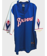 Atlanta Braves Vintage 90s Cooperstown Blue Sewn Pullover Throwbacks Jer... - $178.23