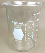Kimble Kimax Glass 1500 mL 1.5 L Low Graduated Griffin Beaker  Spout No.... - $39.59