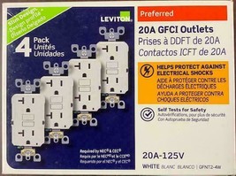 Leviton 20 Amp 125-Volt Duplex Self-Test Slim GFCI Outlet, White (4-Pack) - £49.81 GBP