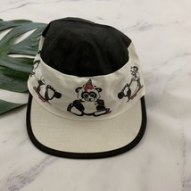 Vintage Crowd Caps Panda Bear Hat Size XS Black White Ice Cream Boxy 80s - £13.28 GBP