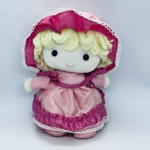 Vintage 1983 Daekor Pink Doll Plush 5555 Lucy Made in Korea Yellow Yarn Hair 9&quot; - £9.08 GBP