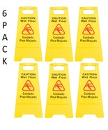 6 PACK Restaurant Caution Wet Mop Bucket Floor Yellow Folding Sign Comme... - £58.50 GBP