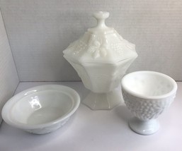 Candy Dish Trinket And Pedestal Milk Glass Bowls. Imperial,Anchor,Avon. - £22.98 GBP