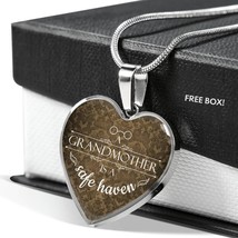 A Grandmother Is A Safe Haven Necklace Stainless Steel or 18k Gold Heart Pendan - £30.29 GBP+