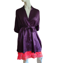 Victoria&#39;s Secret Kimono Tie Robe Women Size Small Silky Purple Side Poc... - $220.96 MXN