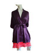 Victoria&#39;s Secret Kimono Tie Robe Women Size Small Silky Purple Side Poc... - $11.88