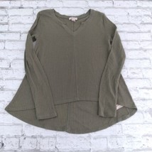 Arizona Jeans Co Top Womens Juniors Small Green Waffle Knit Long Sleeve Y2K - £16.54 GBP