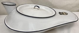 Vintage US White Granite Triple Coated Porcelain Enamel Metal Bed Pan wi... - $9.89