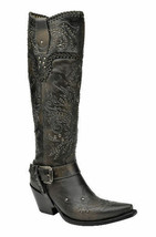 Corral Boots G1117 Ladies Western Charcoal (Black) Tall Whip Stitch and ... - £290.35 GBP