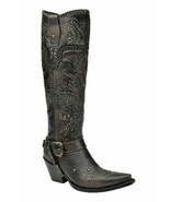 Corral Boots G1117 Ladies Western Charcoal (Black) Tall Whip Stitch and ... - £250.81 GBP