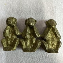 Vintage Brass 3 Wise Monkeys Statue Hear No Evil See No Evil Speak No Ev... - $10.89