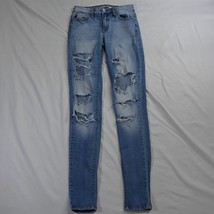 KanCan 26 Mid Rise Skinny Light Destroyed Stretch Denim Jeans - £10.21 GBP