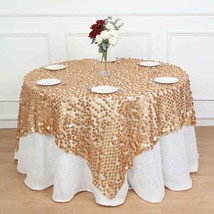 Matte Champagne Big Payette Sequin 72X72&quot;&quot; Table Overlay Wedding Party Catering  - £39.29 GBP
