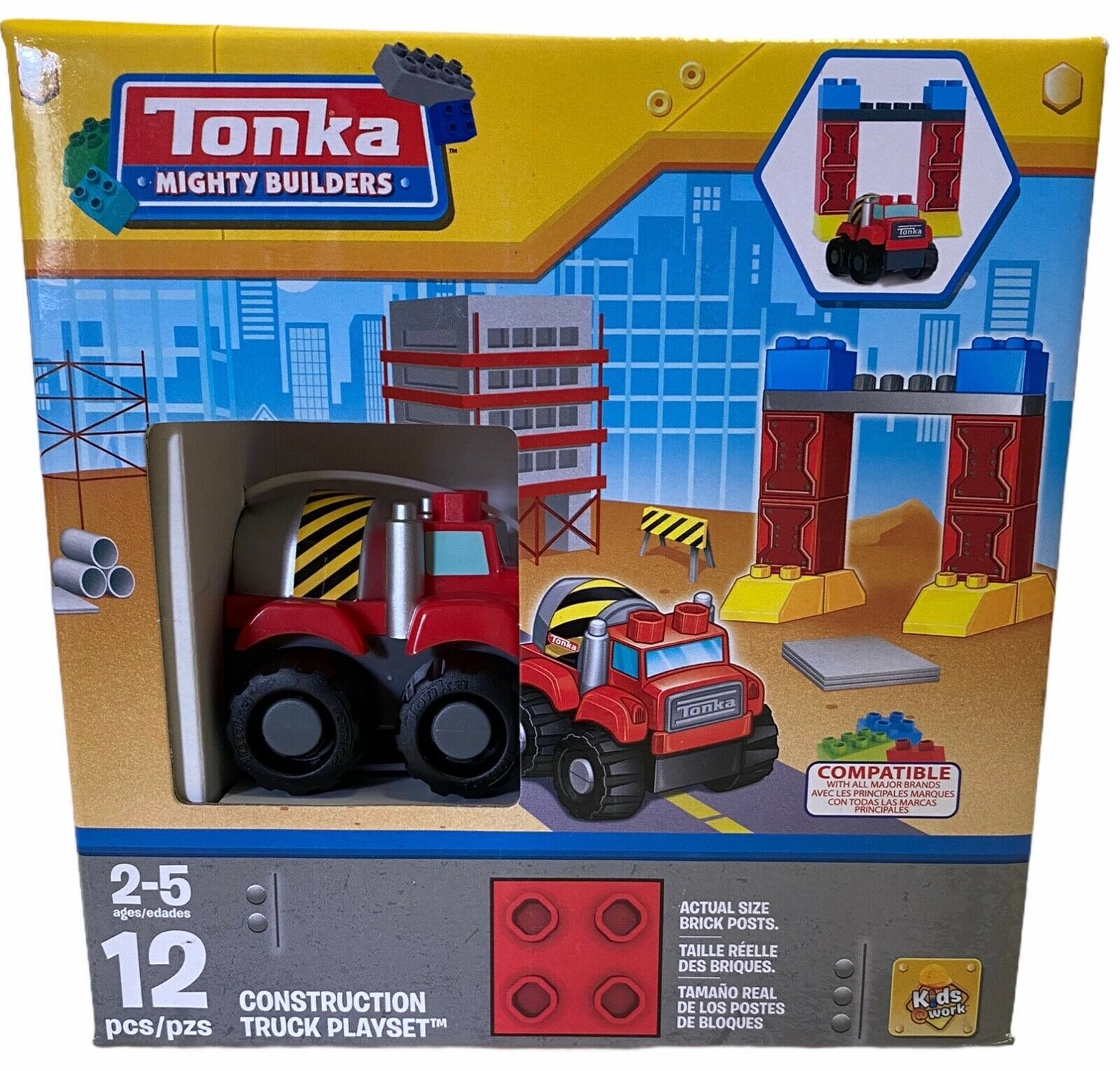 Tonka Mighty Builders CONSTRUCTION TRUCK 12 Pc Building Block Playset NEW - £7.93 GBP