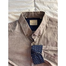 7 Diamonds Made Well Men’s Button-Down Shirt Brown Polka Dot Trim Large - $20.79