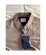 7 Diamonds Made Well Men’s Button-Down Shirt Brown Polka Dot Trim Large - $29.26 CAD