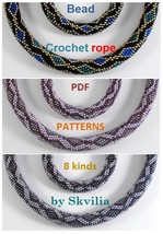 Bead Crochet Rope patterns &quot;Chain&quot; Necklace and Bracelet, 8 kinds. PDF f... - $6.78 CAD