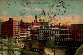 VINTAGE POSTCARD- AERIAL VIEW OF PUBLIC SQUARE, CLEVELAND, OHIO BK66 - £2.77 GBP