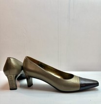 Salvatore Ferragamo Bronze Cap Toe Low Pumps Shoes Gold Pewter Women’s S... - £52.93 GBP