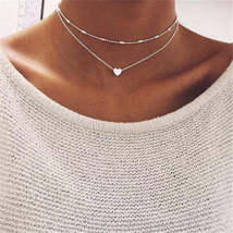 Tiny Heart Choker Necklace for Women Silver Color Chain Smalll Love Necklace Pen - £0.75 GBP+