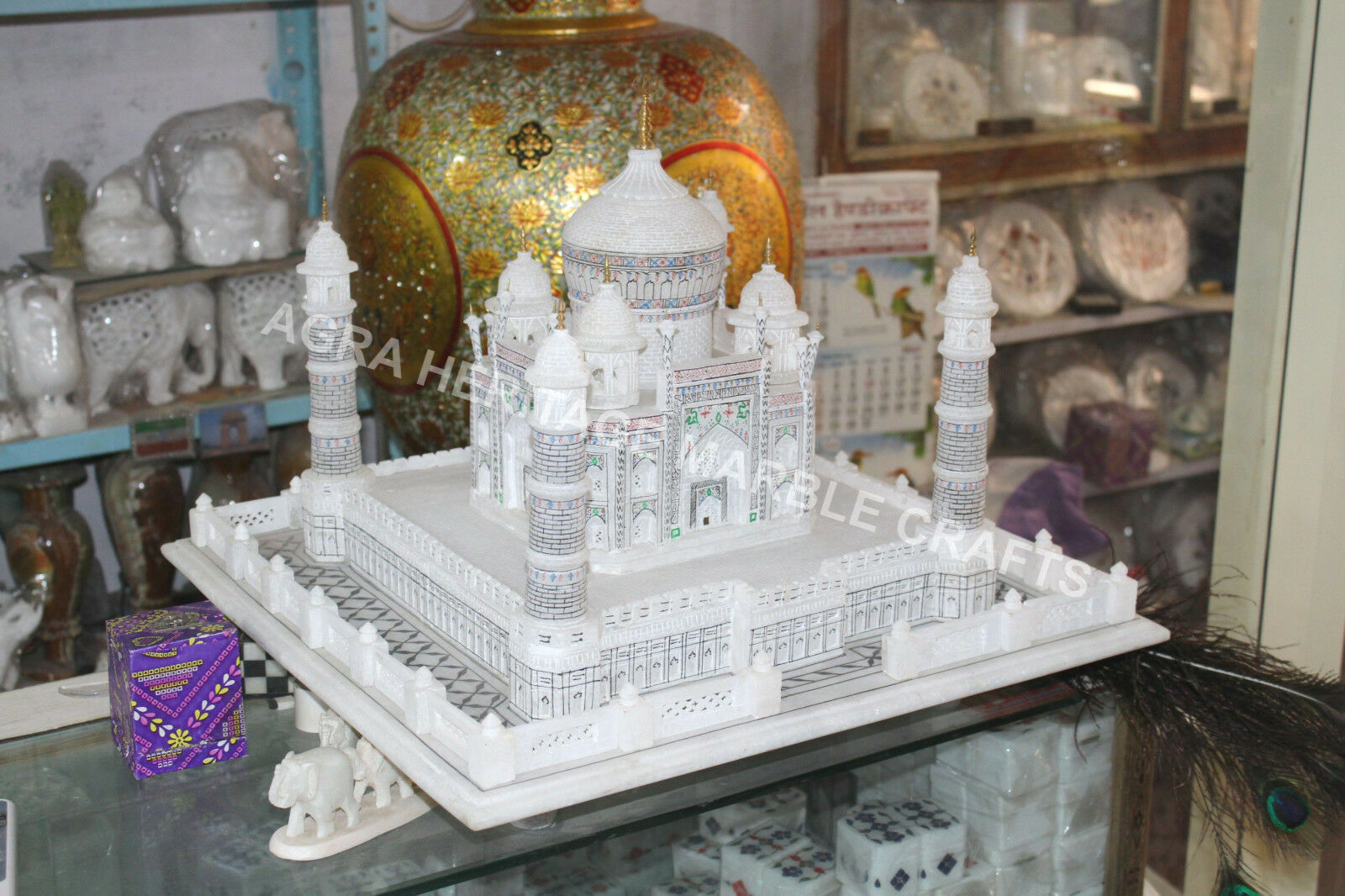 Primary image for 30" Collectible Marble Taj Mahal Statue Handmade Art Living Room Decor H5751D