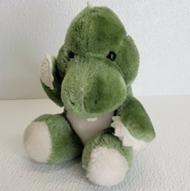 Vintage 1984 Swib Green White Dinosaur Plush Stuffed Animal Tooth Cute - £18.34 GBP