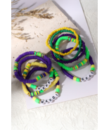 Tillandsia Purple Happy Mardi Gras Beaded Layered Bracelet Set - €4,75 EUR
