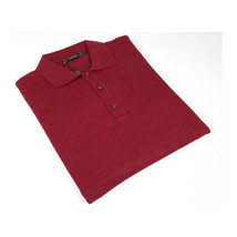 Mens PRINCELY Soft Merinos Wool Sweater Knits Lightweight Polo 1011-40 Cranberry image 6