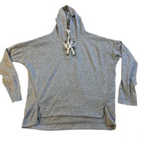 Moral Fiber crop Top with hoodie Gray XL Lace Up Front Low Front Long Back - $9.75