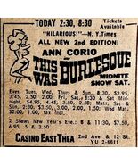 Burlesque Ann Corio Advertisement 1963 New York City Thanksgiving Day DW... - €34,34 EUR