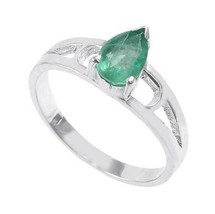 Natural Emerald Ring 5x7 mm Pear Emerald Designer Ring Emerald Stacking Ring - £26.91 GBP