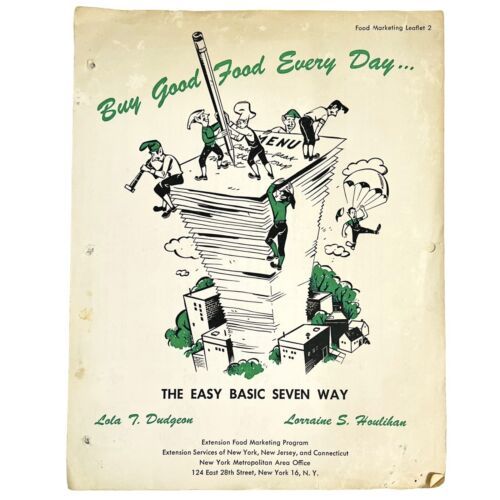Vtg 1910&#39;s Healthy Food Chart Leaflet Extension Food Marketing Program N... - $8.55