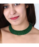 Green Hydro Beaded Necklace,Unique Necklace,13 Inch Long &amp; 1 Inch Wide N... - £23.28 GBP