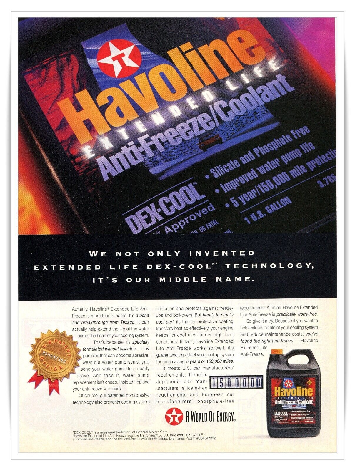 Havoline Extended Life Anti-Freeze Texaco Vintage 1999 Petroliana Magazine Ad - $9.70