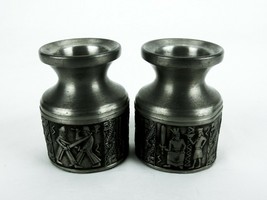 2 Norwegian Pewter Candle Holders, Astri Holthe Mark, Vikings &amp; Dragons, #PWT019 - £39.12 GBP
