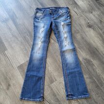 Amethyst Jeans Womens 5 y2k Thick Stitch Distressed Low Rise Bootcut Exc... - $19.79