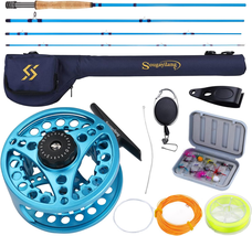 Fly Fishing Combo 4-Piece Rod &amp; CNC Aluminum Reel | Complete Starter Kit... - €81,37 EUR