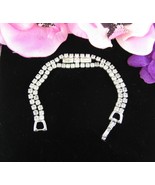 WEISS Vintage RHINESTONE BRACELET Double Strand Clear Round Silvertone 6... - $26.94 CAD