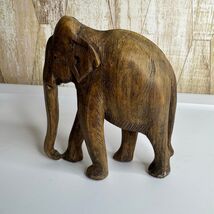Vintage Wooden Elephant Figurine Hand Carved Rustic Home Decor - $19.99