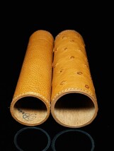 Brizard and Co Genuine Ostrich Tan cigar tube holder image 7